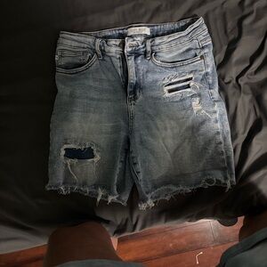 Judy Blue Washed Light Blue Distressed High-Rise Denim Shorts